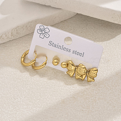 Элегантный комплект серег-бантов из нержавеющей стали 201 для женщин LF8079
