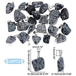 24 pendentif en obsidienne flocon de neige naturelle&nbsp;G-UN0001-16B