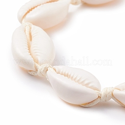 Cavigliera da donna con perline intrecciate con conchiglia di ciprea naturale&nbsp;AJEW-AN00487