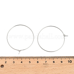真鍮製フープピアスパーツ  ラウンド  プラチナメッキ  35mm  ピン：0.7mm&nbsp;LS-KK-R112-038E