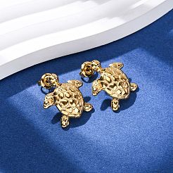 Серьги-гвоздики в форме черепахи из нержавеющей стали 304&nbsp;EJEW-Z135-02G-02