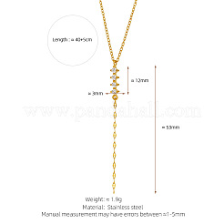 Halsketten aus Edelstahl 304 mit Pavé-Fassung aus klaren Zirkonia und Y-Quaste für Damen&nbsp;WGDBE5B-01