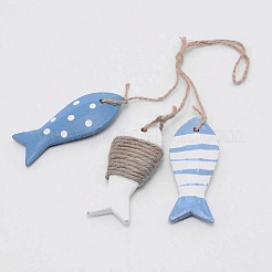 Adornos colgantes de madera natural de estilo mediterráneo&nbsp;HJEW-WH0014-25B