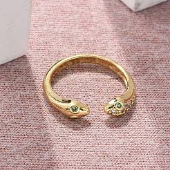 Anelli per polsini da donna in ottone con micro pavé di zirconi cubici&nbsp;RJEW-Z084-01G-01