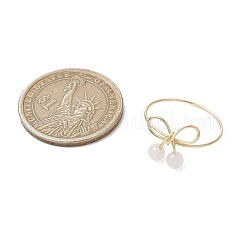 Круглые кольца из натурального розового кварца для женщин&nbsp;RJEW-JR00857-02