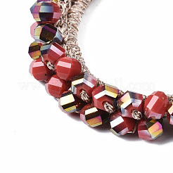 Плетеный стрейч-браслет из стеклянных бусин карамельного цвета BJEW-S144-006