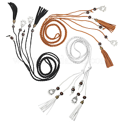 3 шт. 3-цветный плетеный ремень-цепочка с кисточками из искусственной кожи в стиле бохо AJEW-GF0011-98