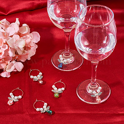 14 шт. подвески для бокалов для вина в виде ангела из стекла и сплава 7 цветов&nbsp;AJEW-TA0001-69