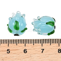 手作りランプワークビーズ  チューリップ  ライトスカイブルー  13.5~14.5x12.5~13.5x12.5~13.5mm  穴：1.8~2mm&nbsp;LS-LAMP-K045-01E