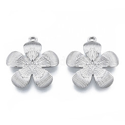 変色しない304ステンレススチールペンダント  花  ステンレス鋼色  27x24.5x3mm  穴：1.8mm&nbsp;LS-STAS-N098-192P