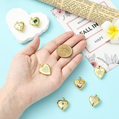 7 шт. 7 стиля латунные подвески-медальоны с микропаве из прозрачного кубического циркония&nbsp;FIND-CJ0005-08