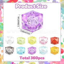 360шт 12 цвета прозрачные акриловые бусины&nbsp;TACR-YW0003-41