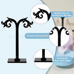 4 комплект из 2-х стилей акриловых черных сережек с Т-образной планкой EDIS-HY0001-07