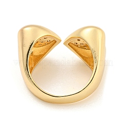 Латунные кольца-манжеты с микро-паве и прозрачным фианитом в форме сердца для женщин RJEW-L121-043G