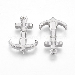 変色しにくい201ステンレススチールペンダント  アンカー  ステンレス鋼色  24x15x3mm  穴：1.5mm&nbsp;STAS-O118-07P