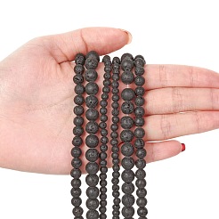 3 нить 3 размера бусины из натуральной лавы G-FS0001-03