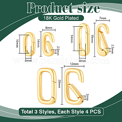12 шт. 3 стиля латунных пружинных затворных колец&nbsp;KK-PH0013-95