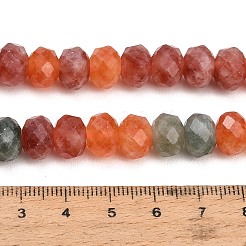 ファセットカットされた染色済みの天然白翡翠ビーズの連  ロンデル  サンゴ  9.5~10x7.5~8.5mm  穴：1mm  約47~50個/連  14.76~15.16''（37.5~38.5センチメートル）&nbsp;GG-CBAE966-01B-L