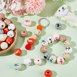 90 шт. 9-х цветные деревянные бусины в европейском стиле WOOD-OC0003-74