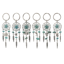 Брелок из сплава магнезита синтетический бирюзовый HJEW-JKC01248