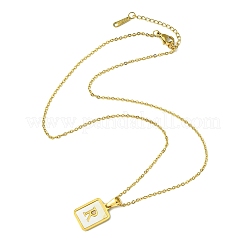 Ионное покрытие (ip) прямоугольник с начальной буквой ожерелье из нержавеющей стали 304 NJEW-R265-04G-R