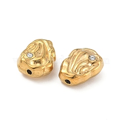 304ステンレススチールクリスタルラインストーンビーズ  18KGP本金メッキ  オーバル  13x9.5x6mm  穴：1.2mm&nbsp;STAS-U050-01F-G