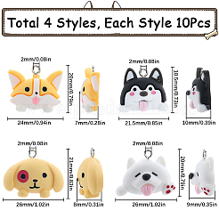 40 pièces 4 styles pendentifs en résine opaque de dessin animé&nbsp;RESI-SC0003-49