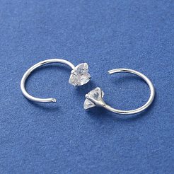 999 finos pendientes de plata con micro pavé de circonitas cúbicas transparentes&nbsp;EJEW-P296-28B-S