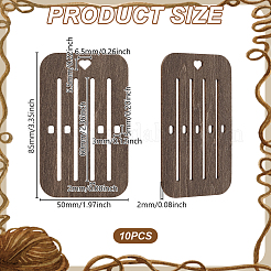 木製の裁縫道具  ココナッツブラウン  長方形  8.5x5x0.2cm  穴：3x5mm＆5.5x6.5mm  10pc&nbsp;TOOL-GA0001-98E-01