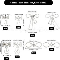 12 шт. 4 х хрустальных значков-бантов для лацканов JEWB-CA0001-19
