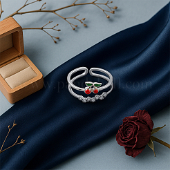 4 шт. 2 цвета вишневой латуни микропаве кубические цирконии манжеты кольца для женщин RJEW-HY0001-28