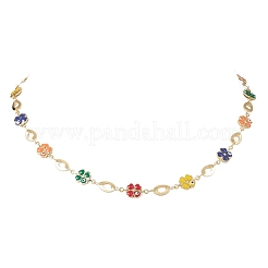 Латунные эмалевые цепочки с клевером от сглаза&nbsp;NJEW-JN05762