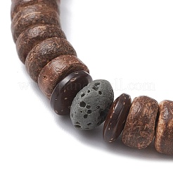 2 шт. эластичные браслеты из натуральных кокосовых и лавовых бусин для мужчин и женщин BJEW-JB12497