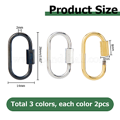 6 Stück 3 Farben 304 Edelstahl Schraubkarabiner Schloss Charms&nbsp;STAS-HS0001-74