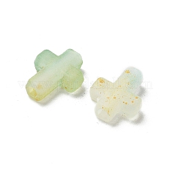 グラデーションカラー透明アクリルビーズ  金箔  クロス  アクアマリン  16x12.5x4.5mm  穴：2.5mm  約：1429個/ 500 G&nbsp;OACR-M023-03D