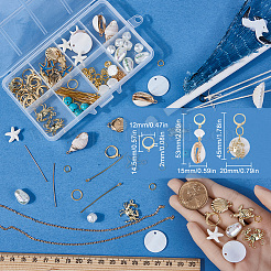 DIY-Set zur Herstellung von Leverback-Ohrringen mit Meeresmotiven aus Muscheln und synthetischem Türkis&nbsp;DIY-SC0025-85
