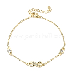Bracelets en laiton sertis de micro-pavés de zirconiums cubiques transparents à maillons infinis&nbsp;KK-CBA6980-27G