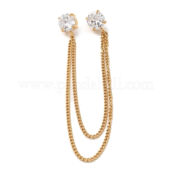 Круглая цепочка-брошь из нержавеющей стали 304 с паве из кубического циркония JEWB-S021-02G-03