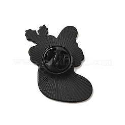 クリスマスエナメルピン  バックパック用合金ラペルピンバック  ブラック  クリスマスソックス  29.5x24mm&nbsp;LS-JEWB-I043-01EB-03