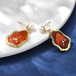 Серьги-гвоздики с эмалью в форме капли&nbsp;EJEW-Z086-15G