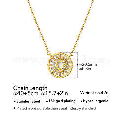 Collares con colgante de sol y luna de acero inoxidable quirúrgico 316 con microengaste de circonita cúbica transparente para mujer.&nbsp;WG49F96-01