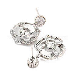 Серьги-гвоздики в форме цветка из латуни с микро паве из кубического циркония&nbsp;EJEW-P237-02P