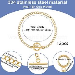 12шт. браслеты из витой цепи из нержавеющей стали 304&nbsp;BJEW-SC0001-61G