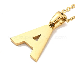 Colliers avec pendentifs en acier inoxydable 304 avec initiales plaquées ionique (IP)&nbsp;NJEW-M199-01G-A