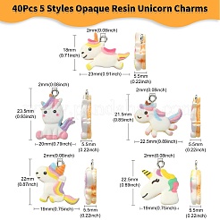40шт 5 стиля подвески из непрозрачной смолы в виде единорога&nbsp;RESI-CJ0002-83