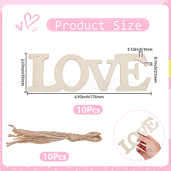 10 Stück DIY Muttertag unfertige Holzanhänger mit dem Wort „Liebe“&nbsp;DIY-SP0006-79