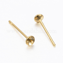 Серьги-гвоздики из нержавеющей стали 304 для полусверленной бусины STAS-H558-07G