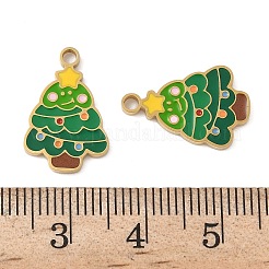 Рождественские эмалевые подвески из нержавеющей стали 304 STAS-Z093-08W-G