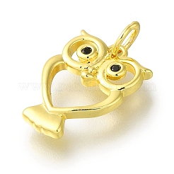 Подвеска из латуни с микропаве и кубическим цирконием с покрытием в виде совы&nbsp;KK-H485-17G