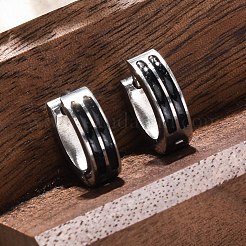 304ステンレススチールとエナメルフープピアス  手動研磨  ステンレス鋼色  13.5x4mm&nbsp;EJEW-M001-21C-P